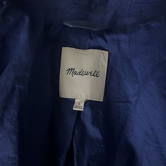 Madewell Double-Breasted Crossover Oversized Blazer Linen Bluestone Large NL227 - Picture 10 of 15